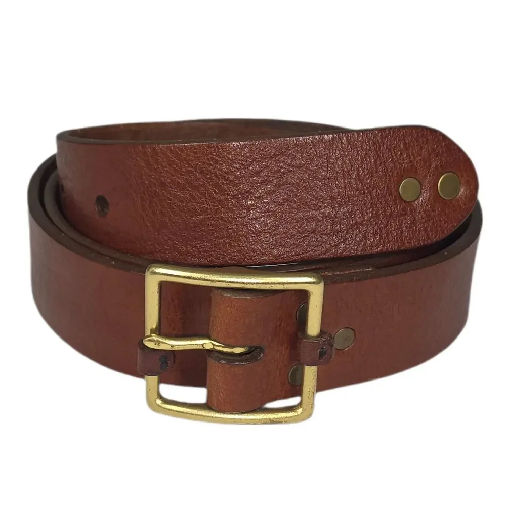 DE PALMA “MONA” GENUINE BROWN LEATHER BELT – BRASS BUCKLE – 44